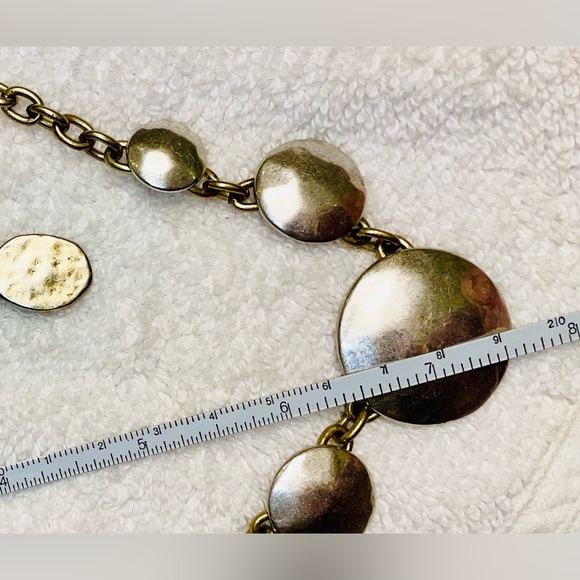 Lucky Brand hammered gold/silver necklace & two earring set - Picture 2 of 6